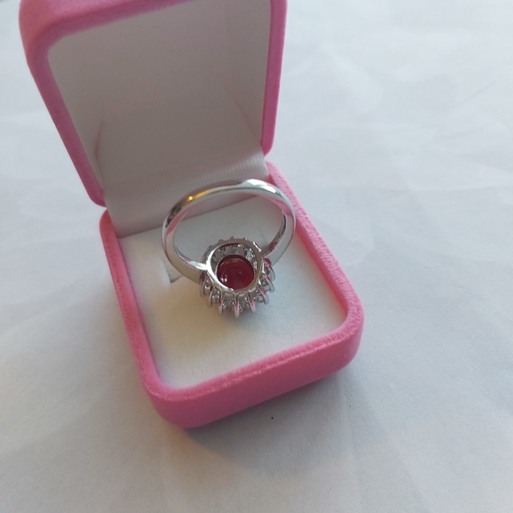Ruby CZ AAA/ Rhodium Plated Ring: - Picture 7 of 12